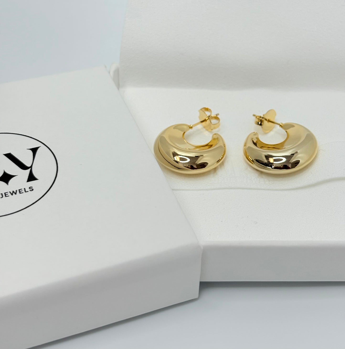 18k Gold Cresent Hoop Earrings