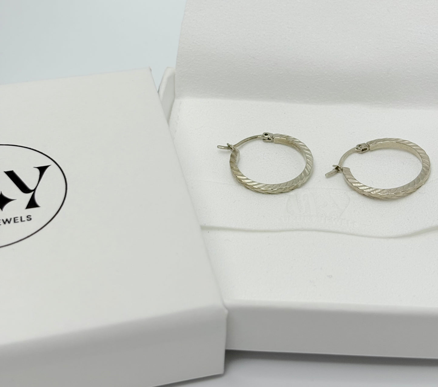 Silver Plated Textured Hoop Earrings