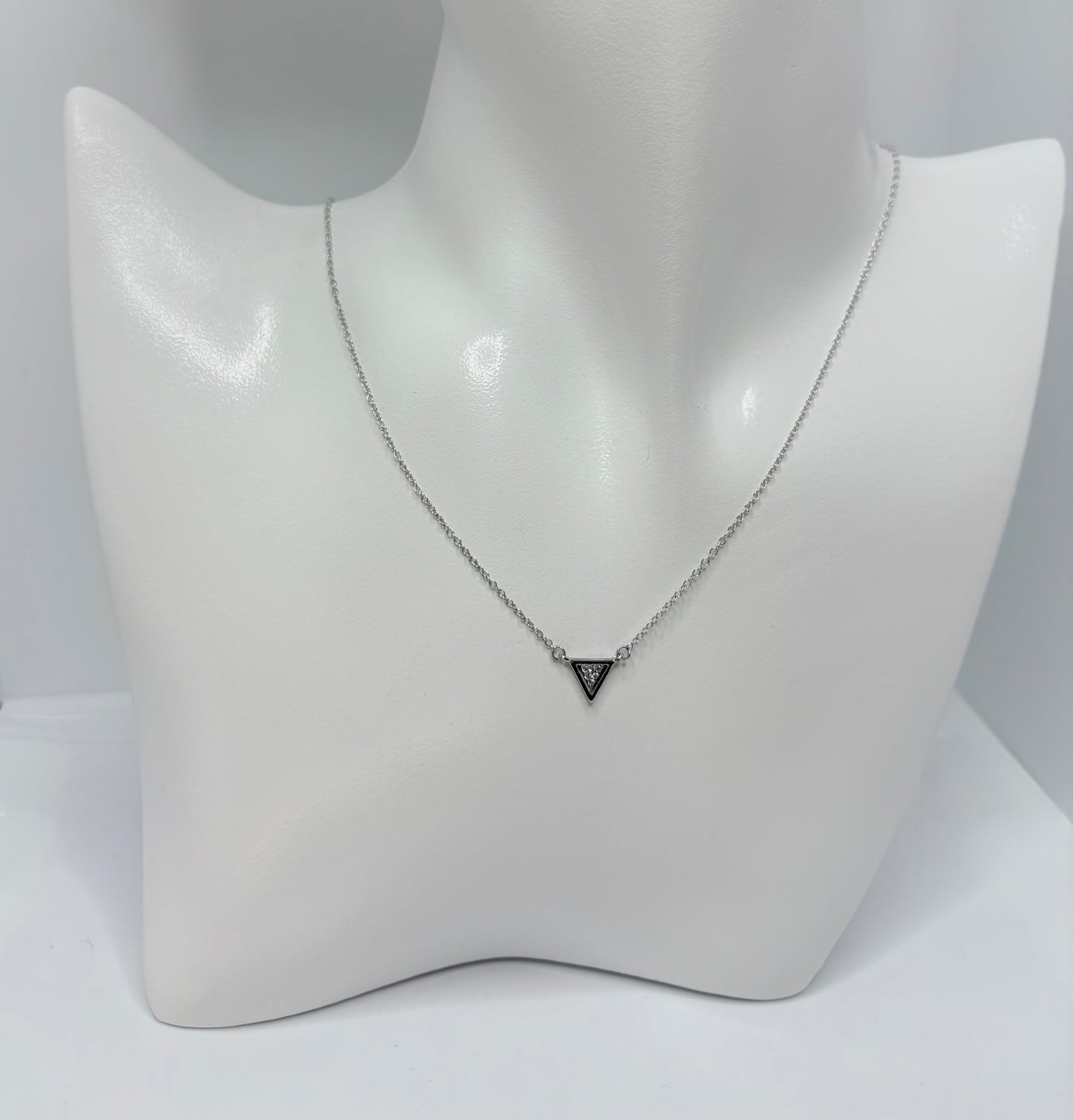 Sterling Silver Triangle Pendant Short Necklace