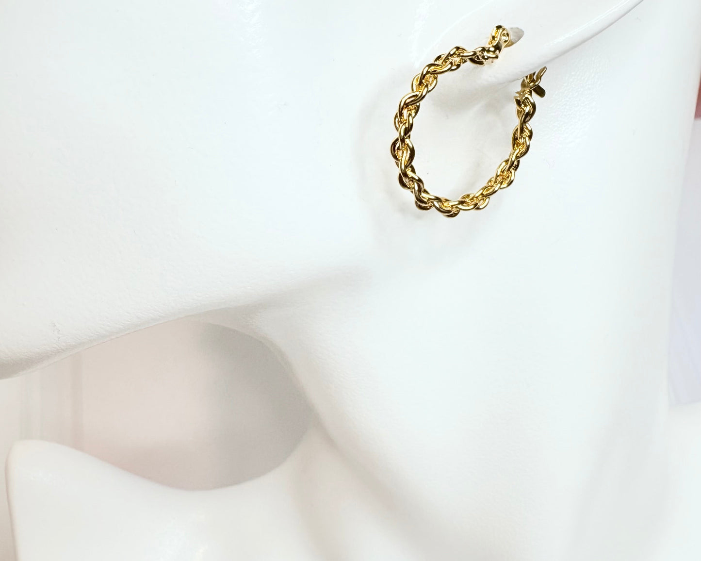 18K Gold Filled Rope Chain Hoop