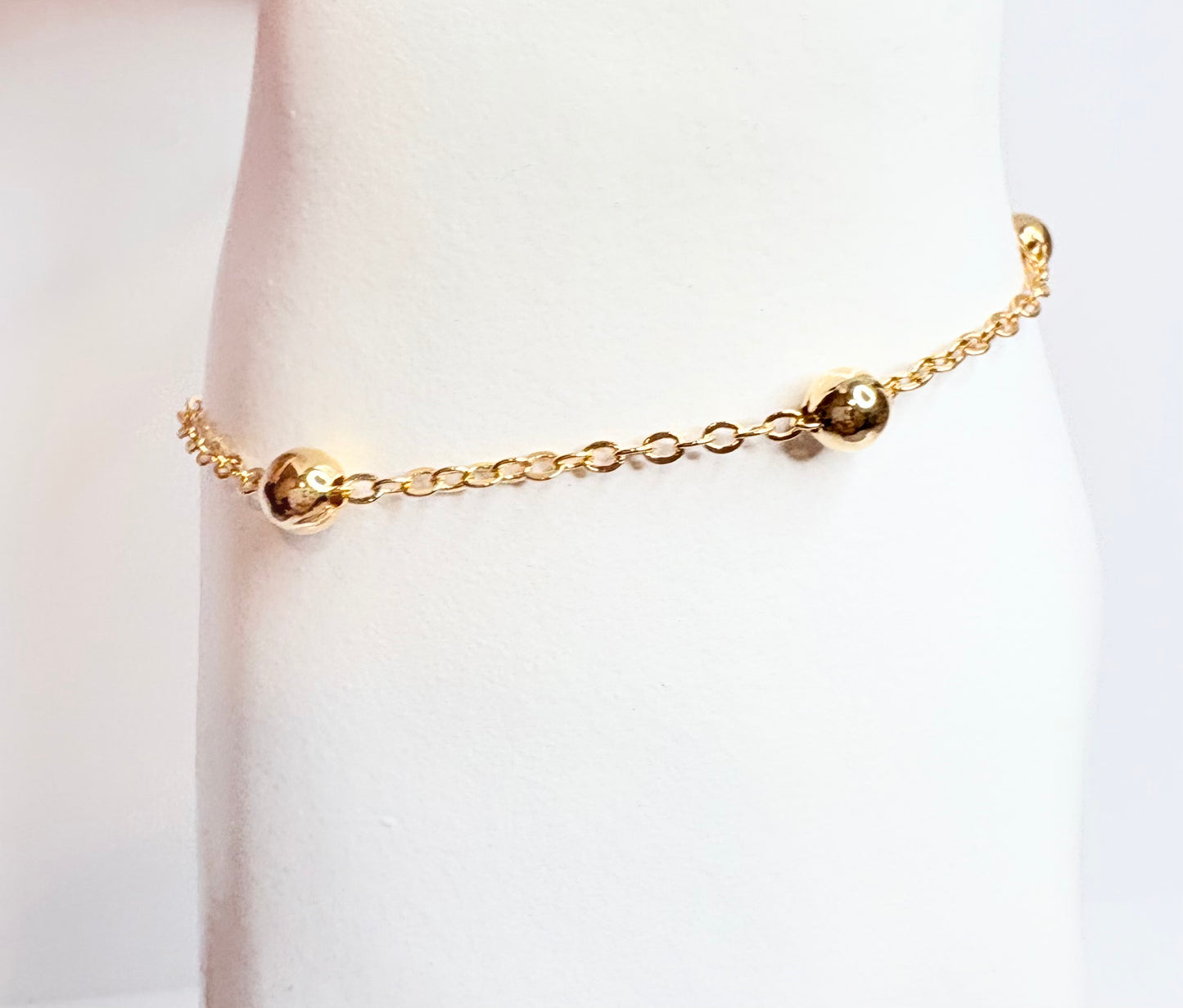 18K Gold Filled Metal Ball Station Chain Anklet