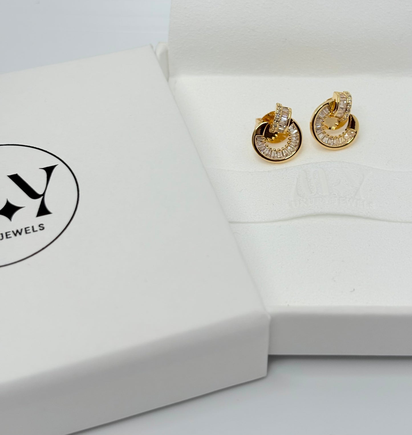 18k Gold Nail Pave Earrings