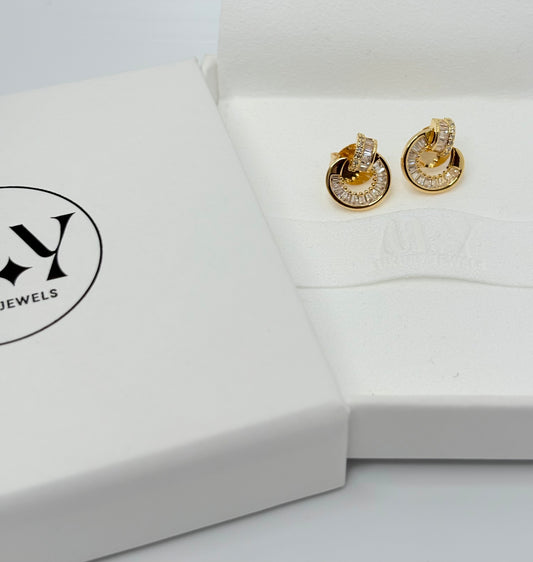 18k Gold Nail Pave Earrings