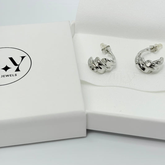 Sterling Silver Textured Hoop Earrings