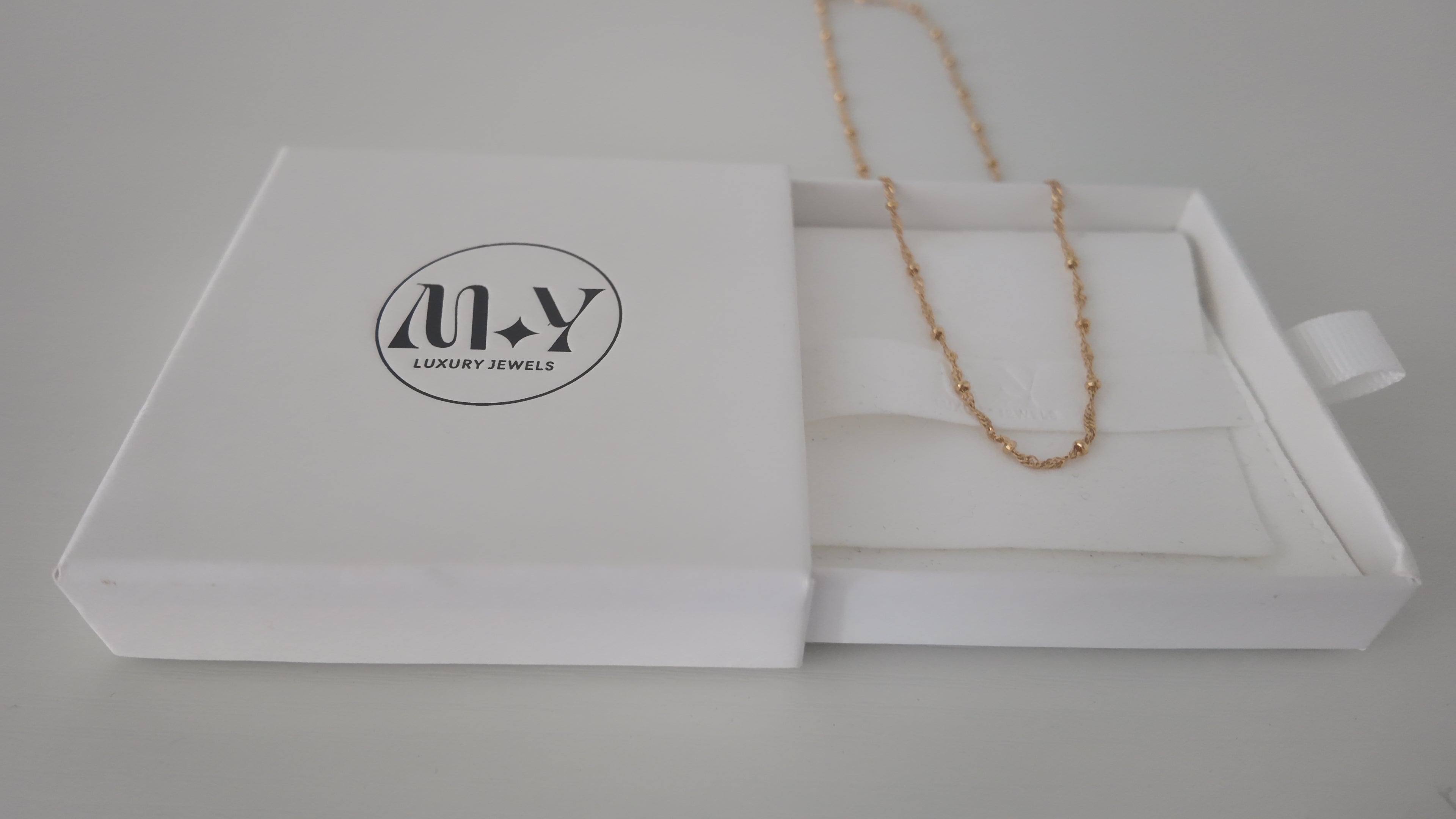 18k Gold Ball Satelite Twisted Chain Necklace
