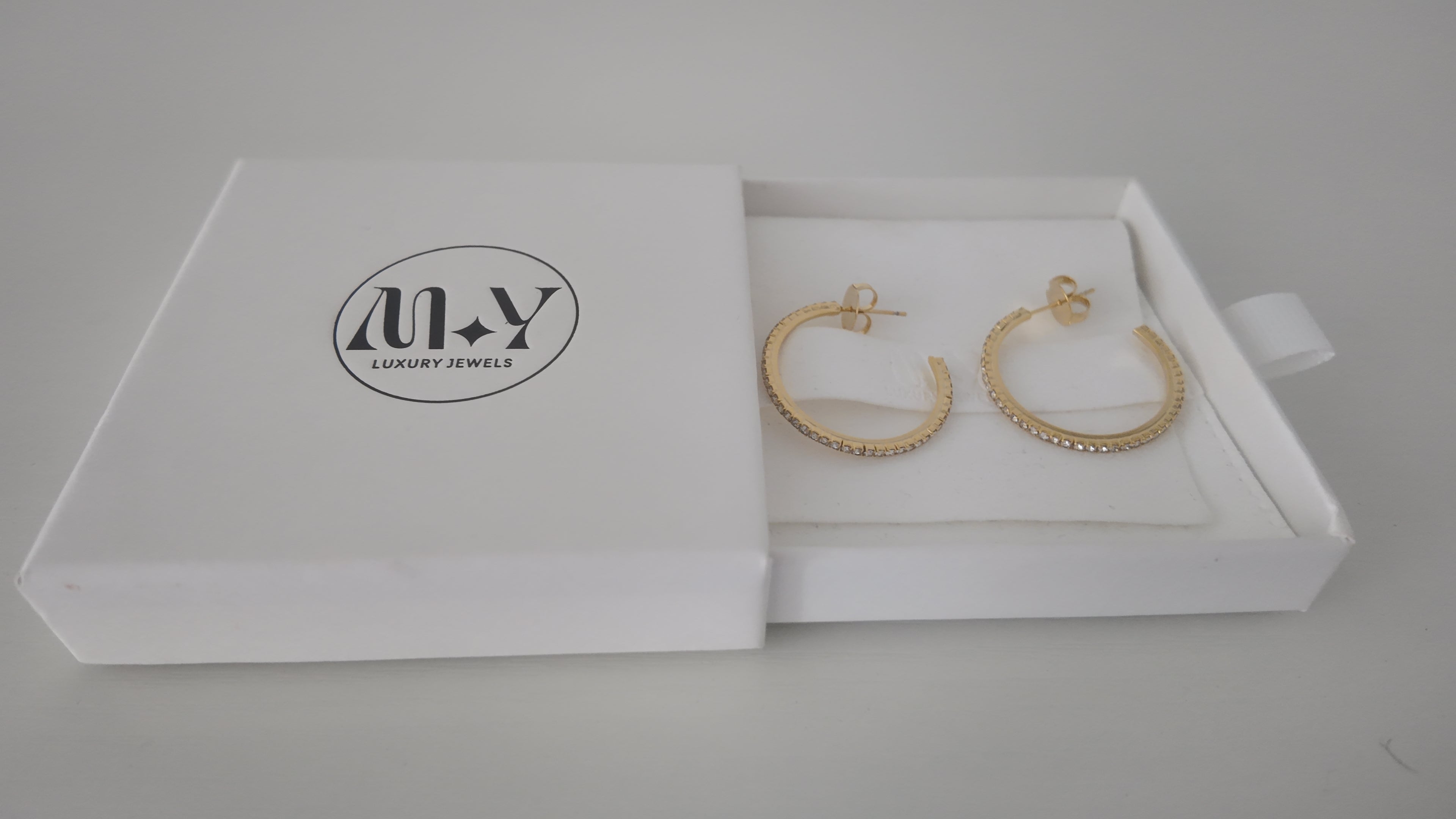 Diamond Pave 18K Gold Filled Hoop Earrings