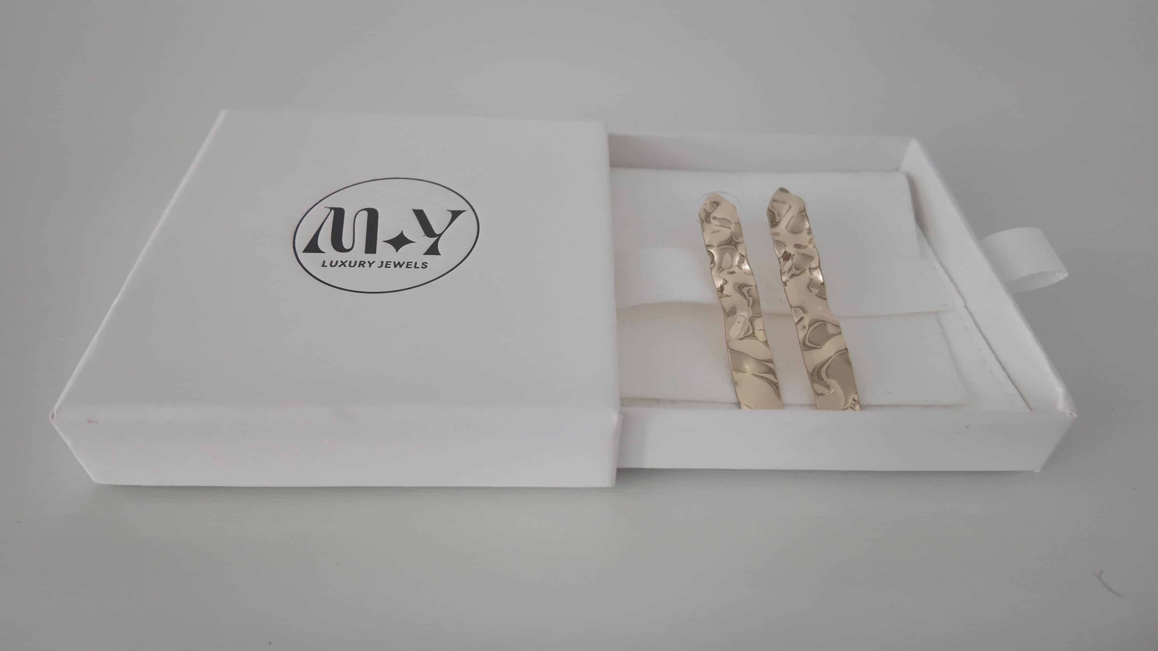 Crumpled Metal Bar Earrings Login for price