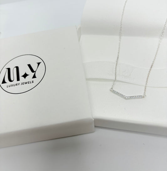 Sterling Silver Chevron Pendent Short Necklace