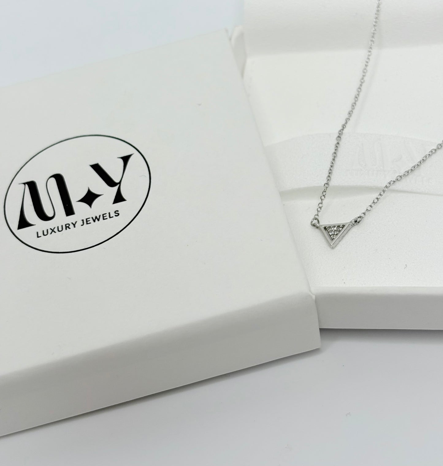 Sterling Silver Triangle Pendant Short Necklace