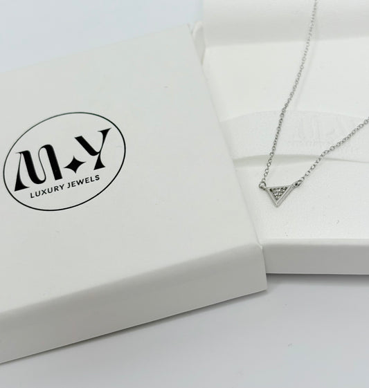 Sterling Silver Triangle Pendant Short Necklace