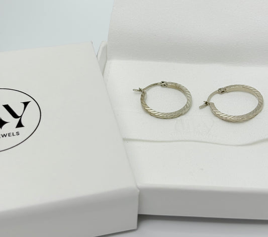 Silver Plated Textured Hoop Earrings