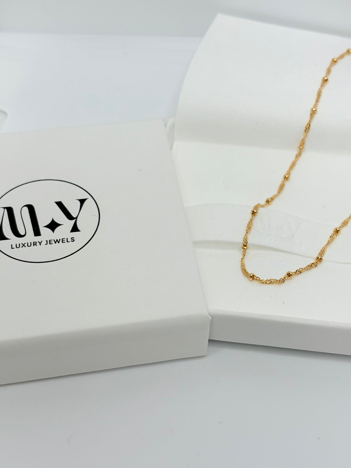 18k Gold Ball Satelite Twisted Chain Necklace