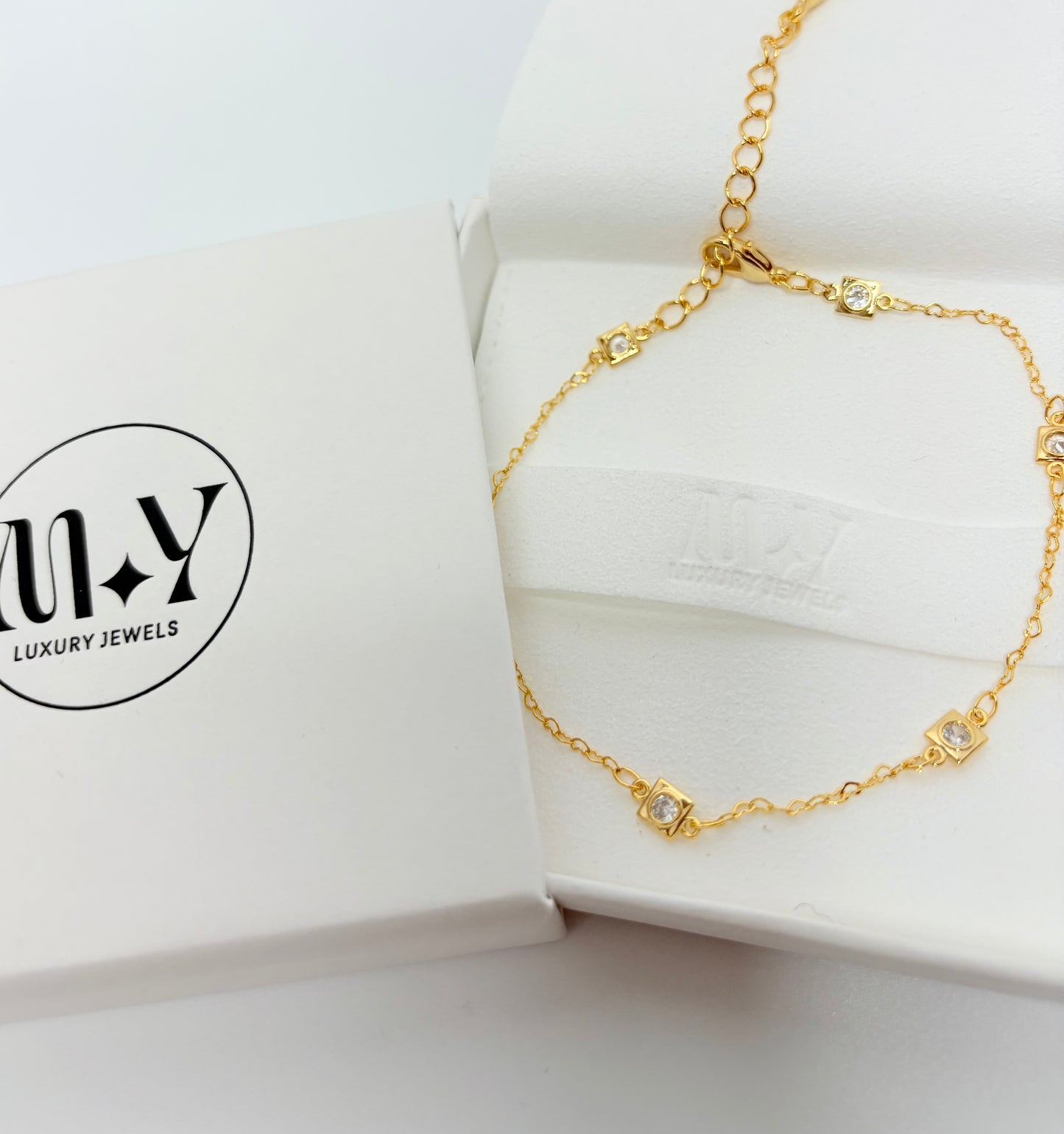 Stone Station Heart Link Chain Anklet