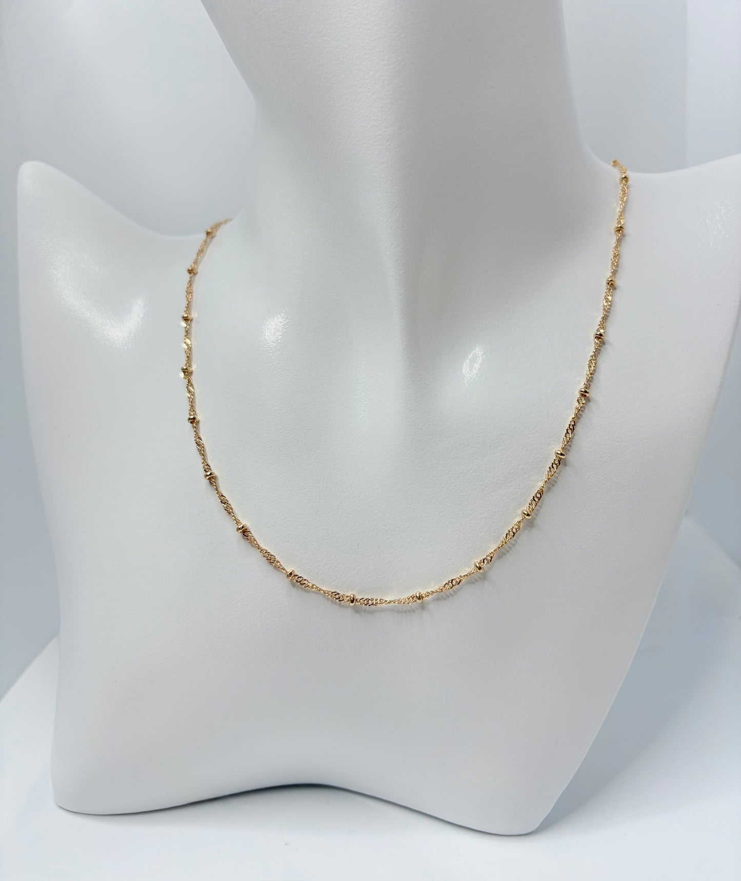 18k Gold Ball Satelite Twisted Chain Necklace