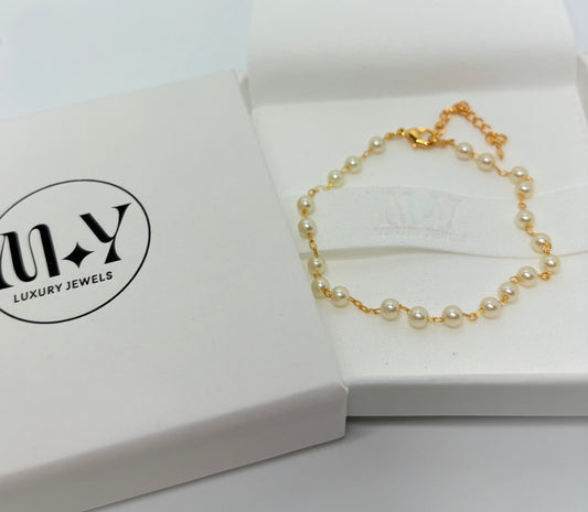 18k Gold Pearl Beaded Bracelet