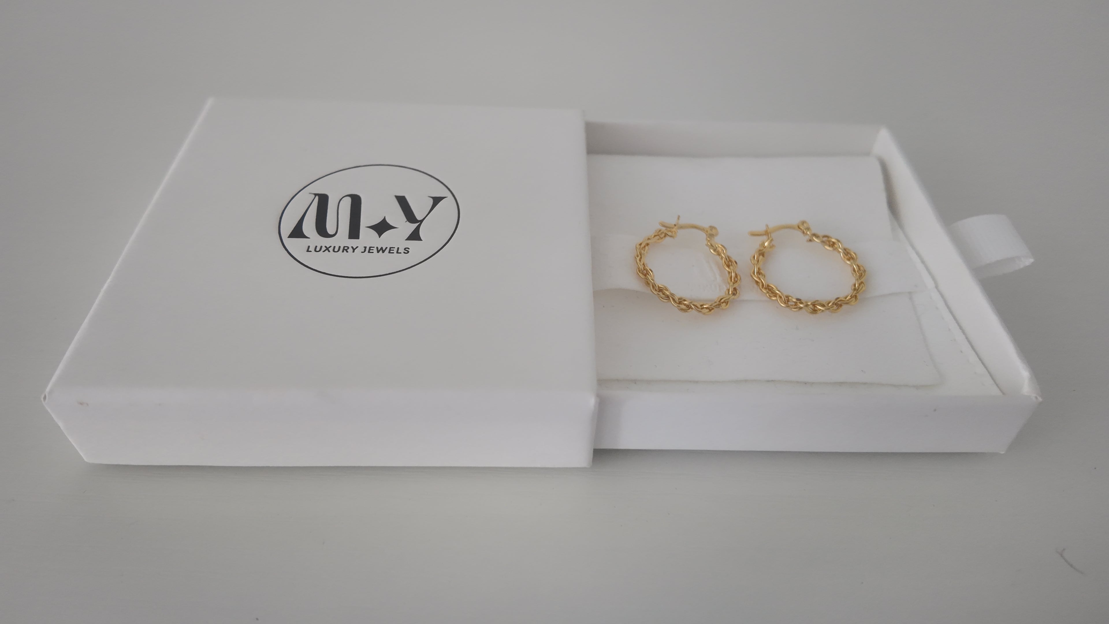18K Gold Filled Rope Chain Hoop