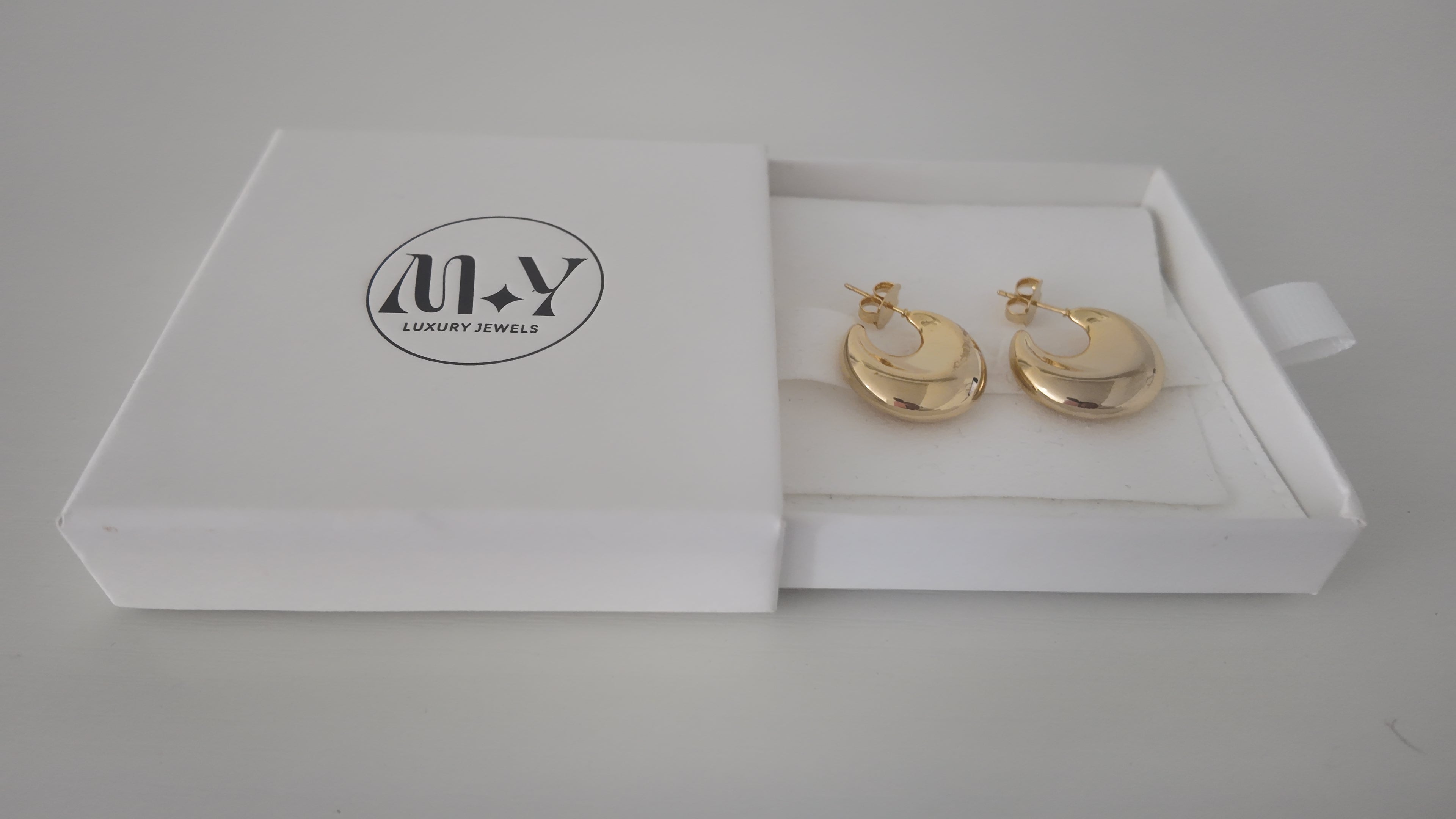 18k Gold Cresent Hoop Earrings