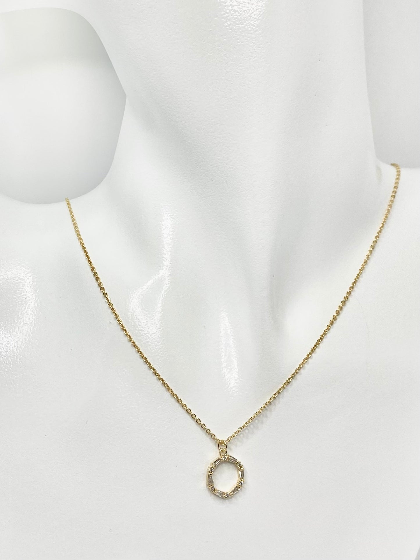 Pave Circle Pendant Short Necklace