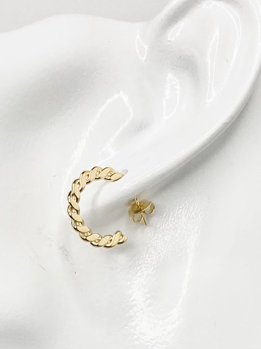 18K Gold Filled Ribbed Mini Hoop Earrings