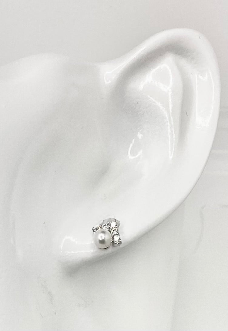 Pave Pearl Stud Earrings