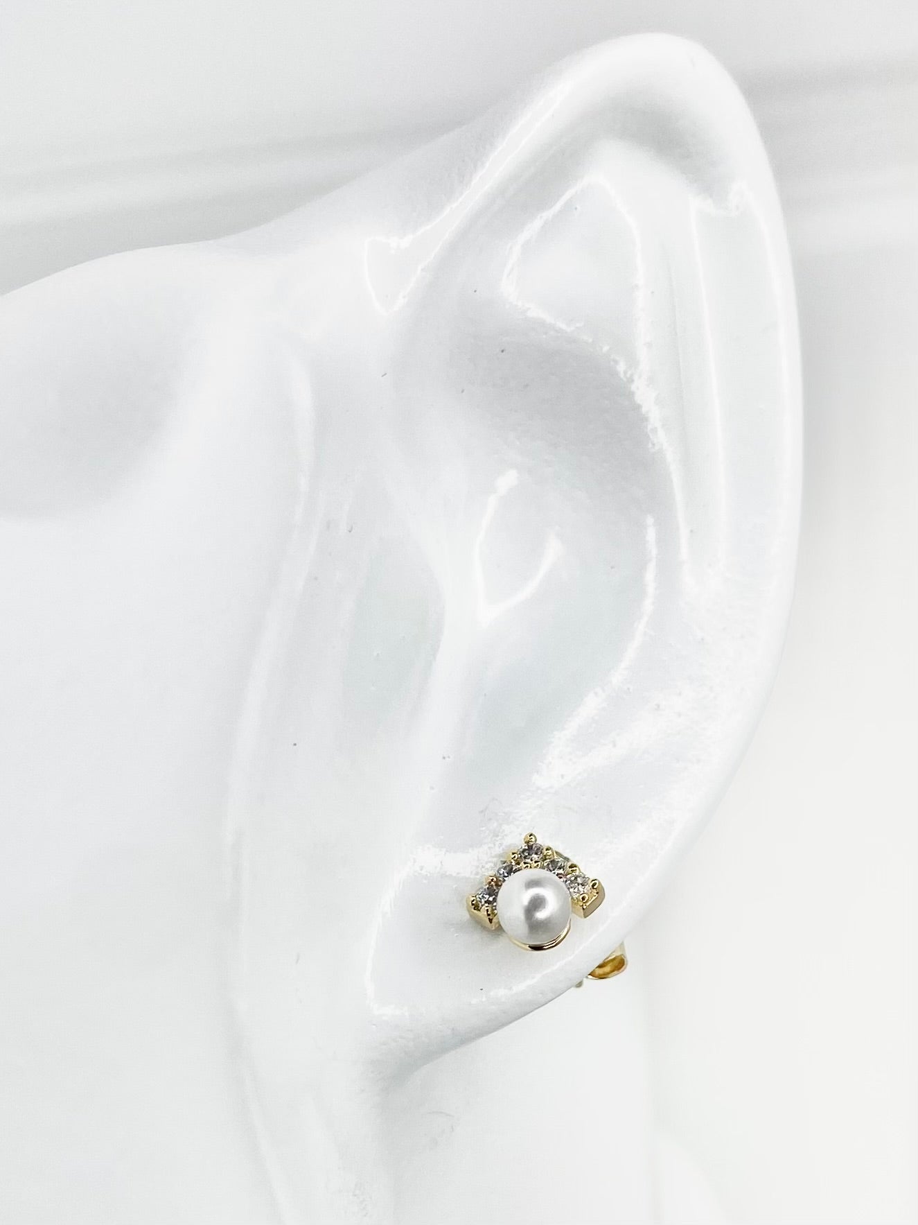 Pave Pearl Stud Earrings