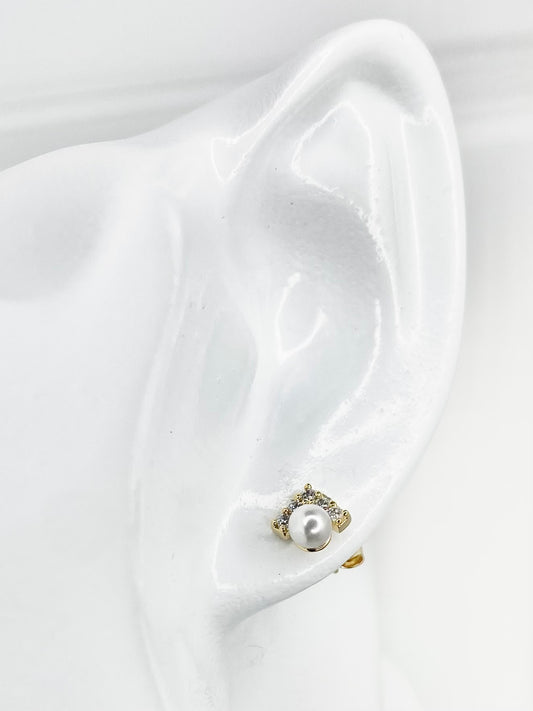 Pave Pearl Stud Earrings