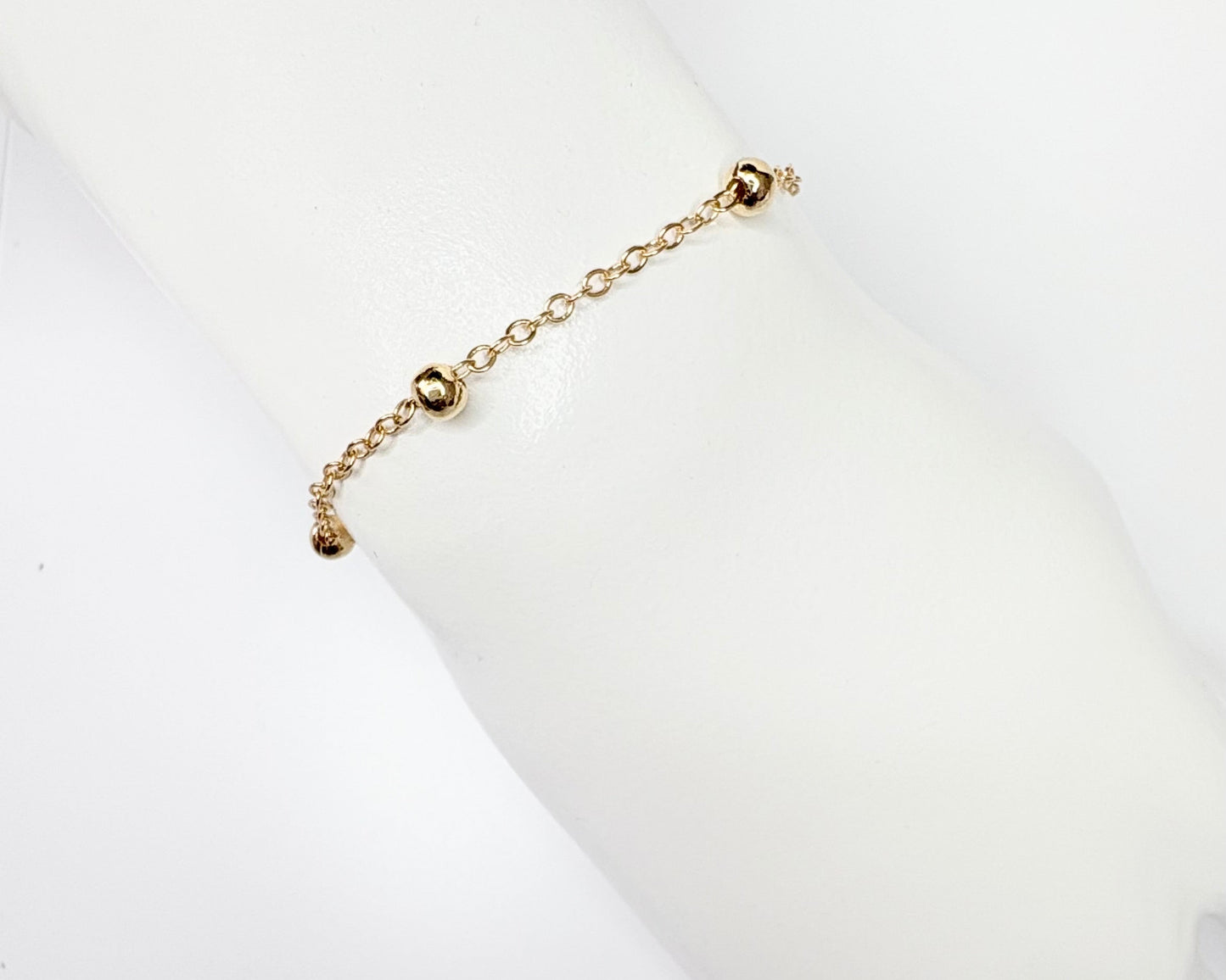 18K Gold Filled Metal Bead Station Bracelet